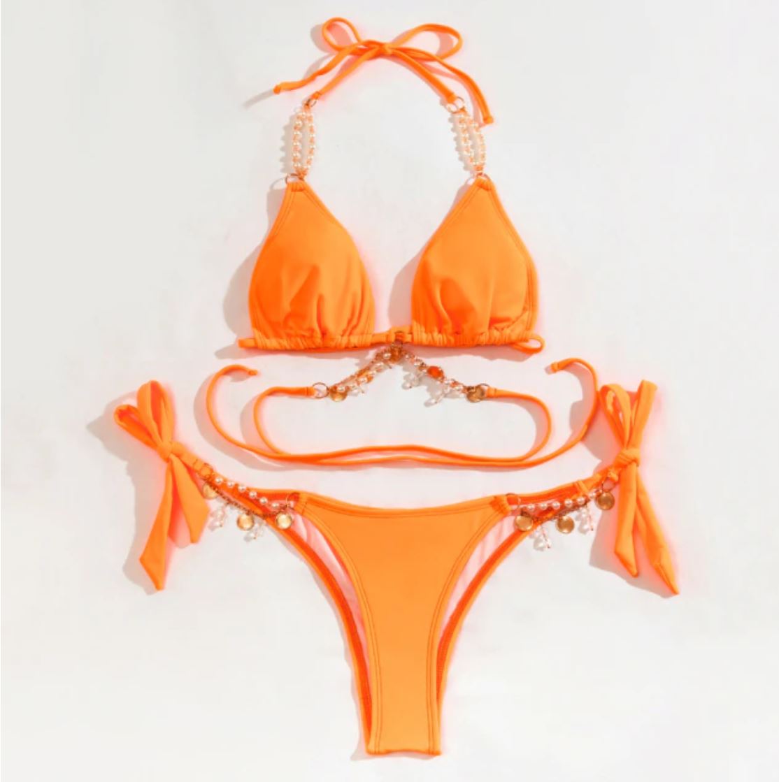 Crystal Chain Bandage Push-Up Bikini Set - LEPITON