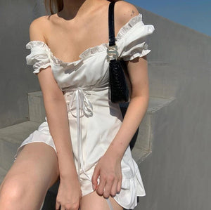 Elegant Bow Silk Mini Dress - LEPITON