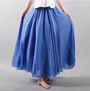 Casual High Waist Linen Maxi Skirt - LEPITON