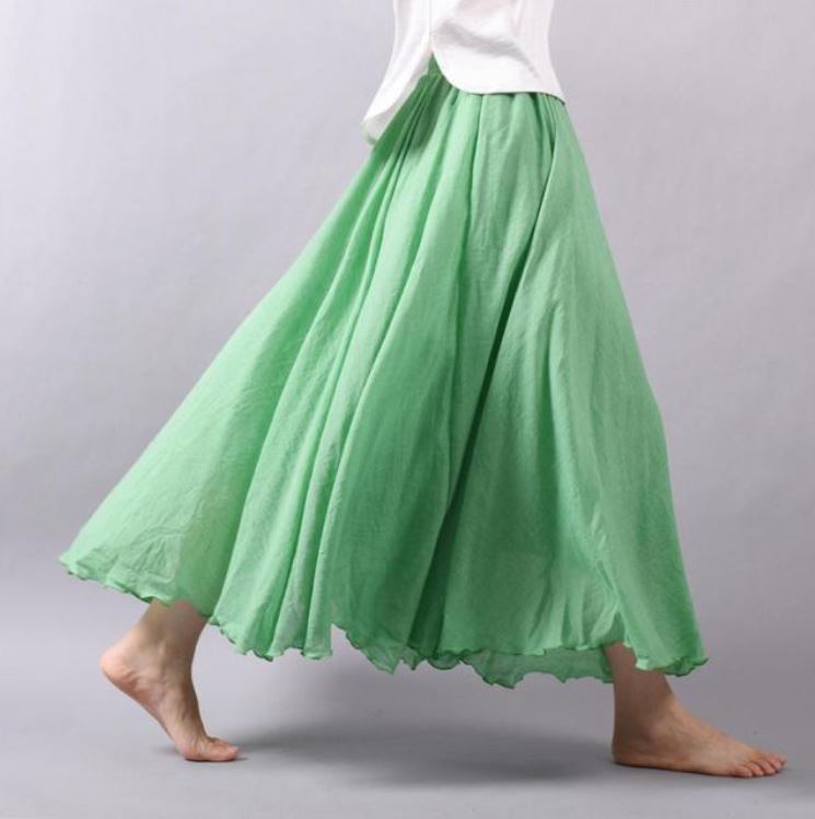 Casual High Waist Linen Maxi Skirt - LEPITON