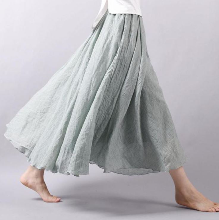 Casual High Waist Linen Maxi Skirt - LEPITON