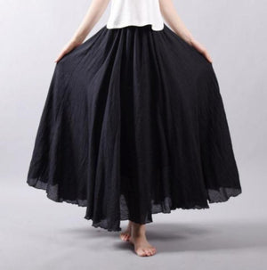 Casual High Waist Linen Maxi Skirt - LEPITON