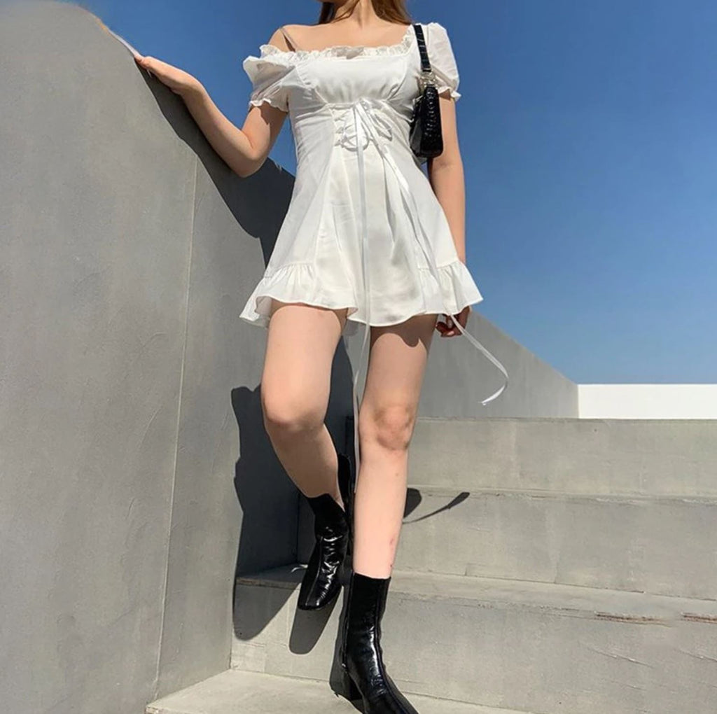 Elegant Bow Silk Mini Dress - LEPITON