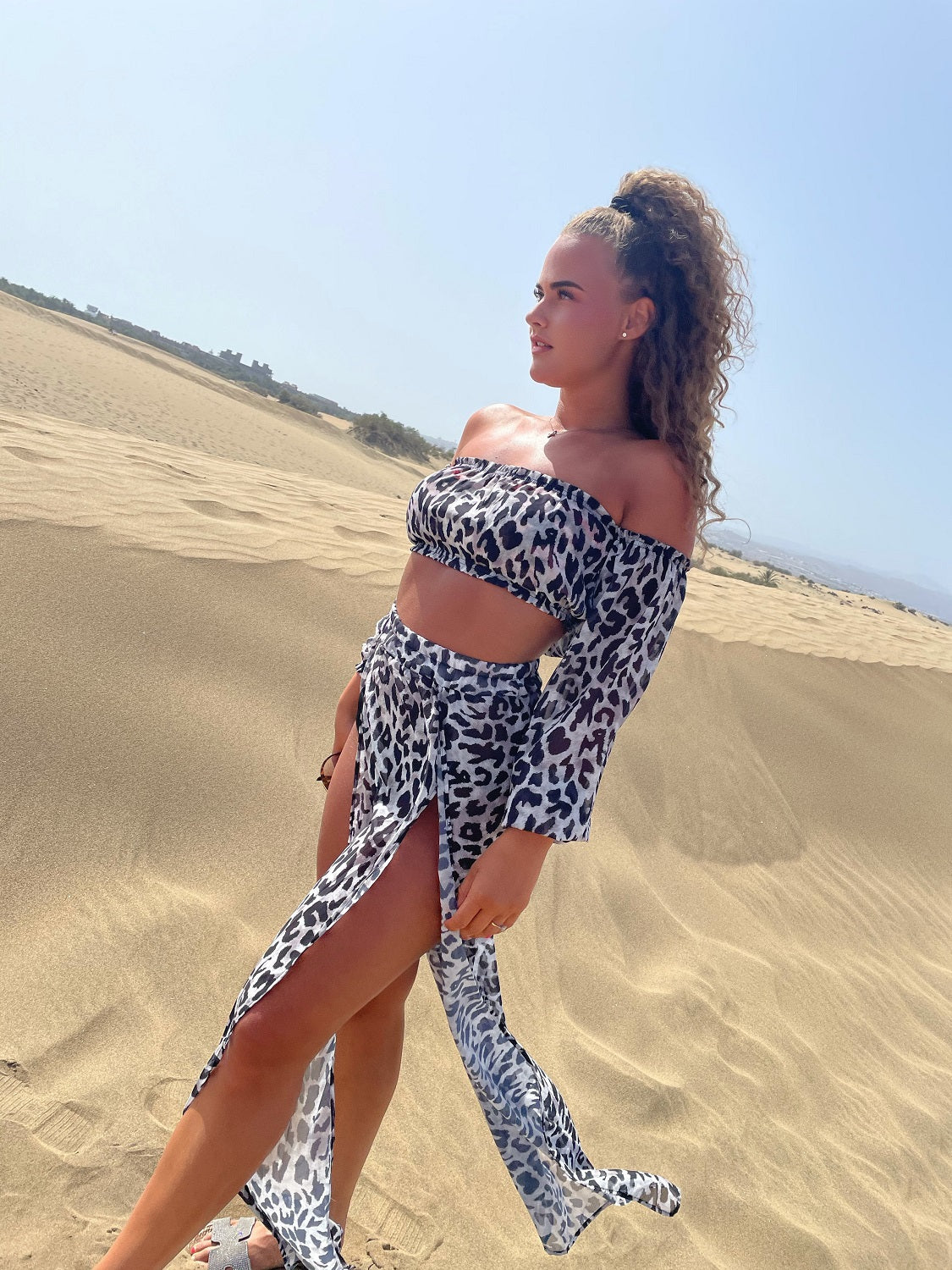 Leopard Grey Beach Dress - LEPITON