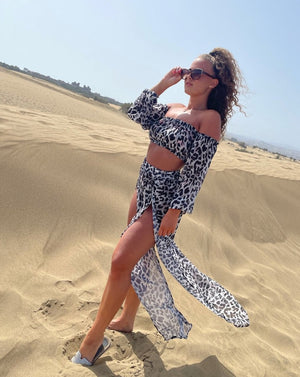 Leopard Grey Beach Dress - LEPITON