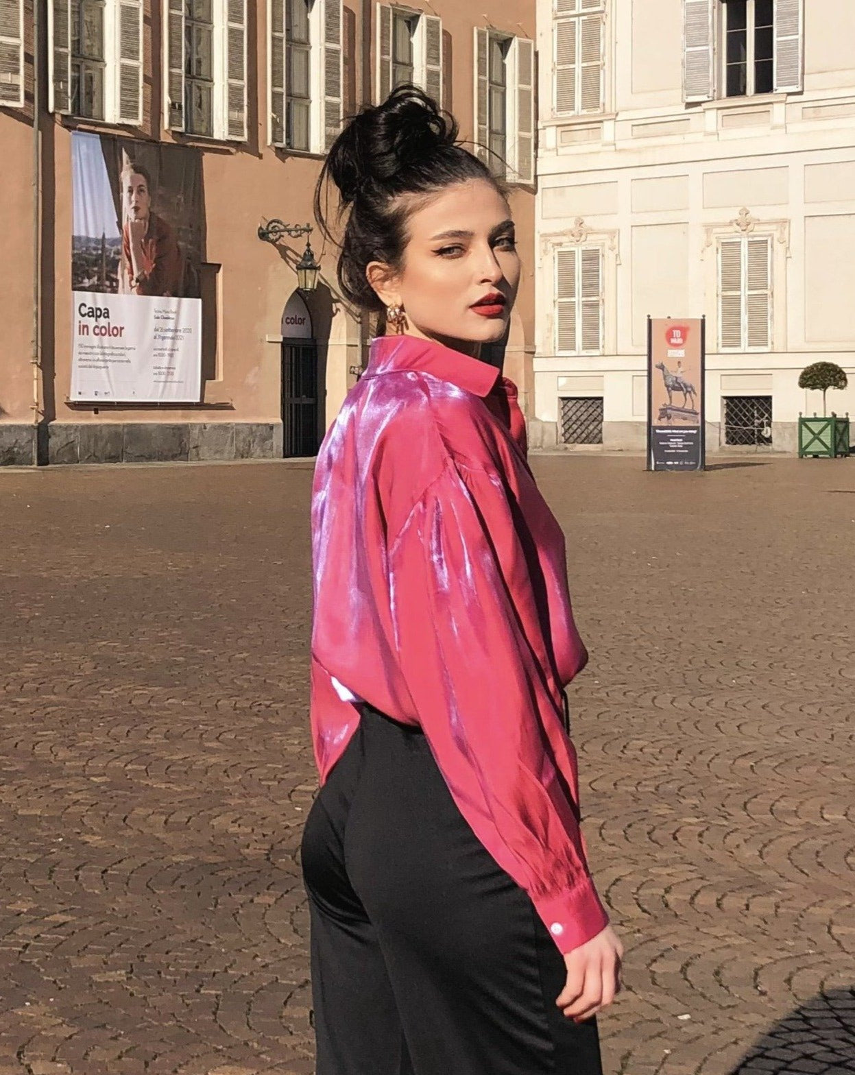 Long-Sleeved Loose Gradient Reflective Blouse - LEPITON