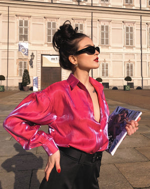 Long-Sleeved Loose Gradient Reflective Blouse - LEPITON