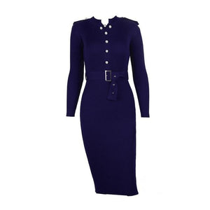 Pearl Button Bodycon Knitted Sweater Dress - LEPITON