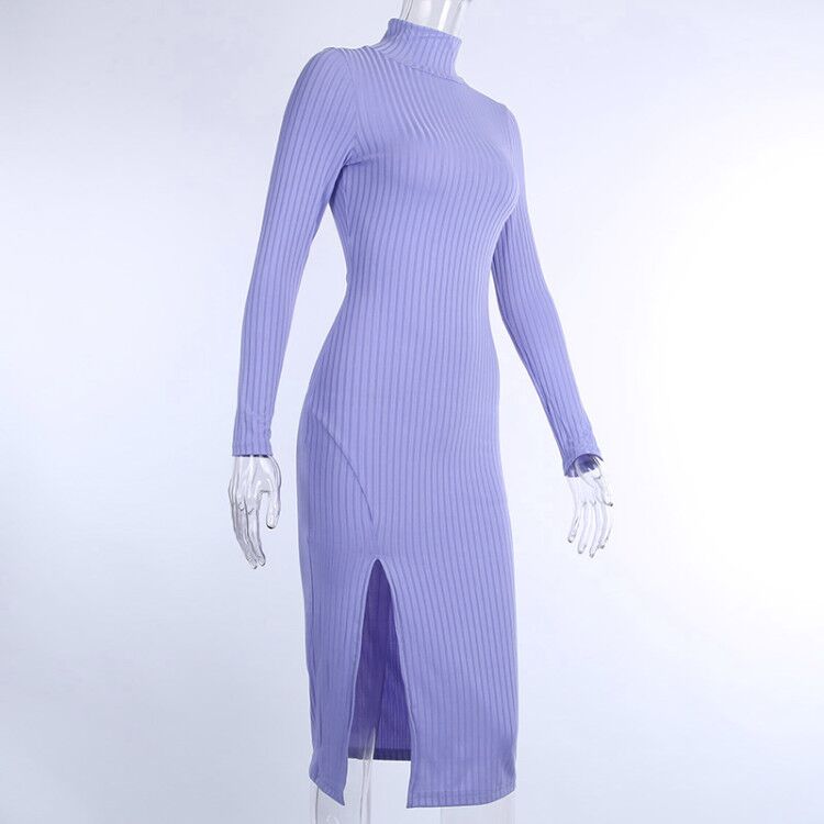 Elegant Knee-Length Turtleneck Dress - LEPITON