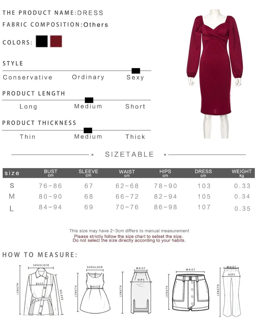 Puff Sleeve Slash Neck Mid-Calf Dress - LEPITON