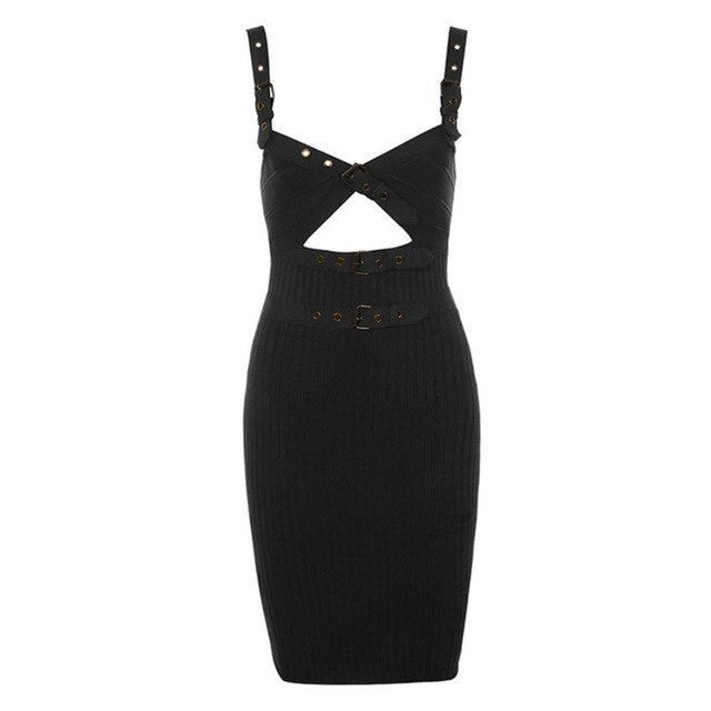 Chic V-Neck Hollow-Out Bodycon Dress - LEPITON