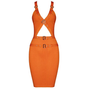 Chic V-Neck Hollow-Out Bodycon Dress - LEPITON