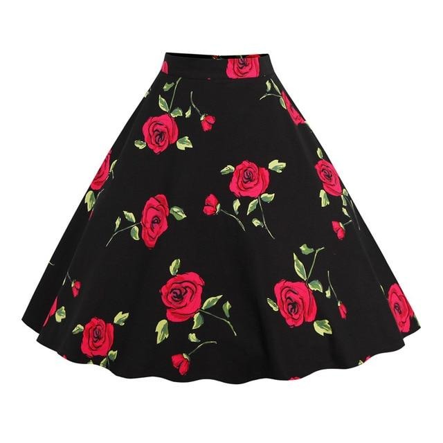 Swing High-Waist Cotton A-Line Skirt - LEPITON
