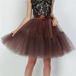 Petticoat 5 Layers Tutu Tulle Midi Pleated Skirt - LEPITON