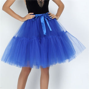 Petticoat 5 Layers Tutu Tulle Midi Pleated Skirt - LEPITON