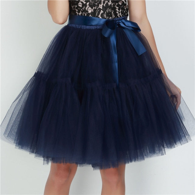 Petticoat 5 Layers Tutu Tulle Midi Pleated Skirt - LEPITON