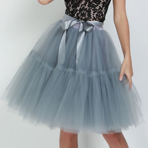 Petticoat 5 Layers Tutu Tulle Midi Pleated Skirt - LEPITON