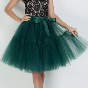 Petticoat 5 Layers Tutu Tulle Midi Pleated Skirt - LEPITON