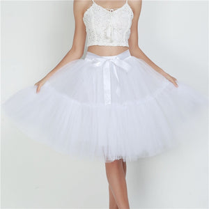 Petticoat 5 Layers Tutu Tulle Midi Pleated Skirt - LEPITON