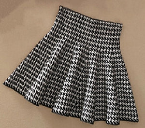 High Waist Pleated Flared Woolen Skirt - LEPITON