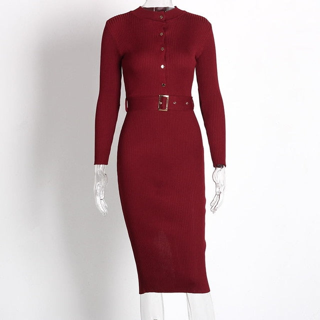 Knitted Pencil Midi Dress - LEPITON