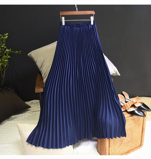 Vintage Chiffon High-Waist Pleated Long Skirt - LEPITON