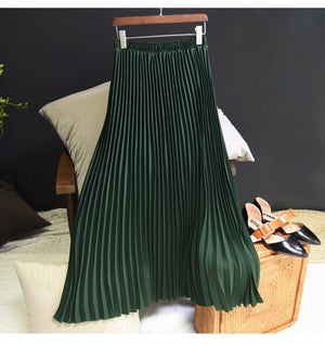 Vintage Chiffon High-Waist Pleated Long Skirt - LEPITON