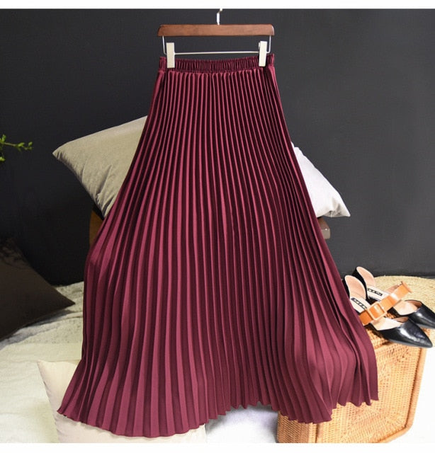 Vintage Chiffon High-Waist Pleated Long Skirt - LEPITON