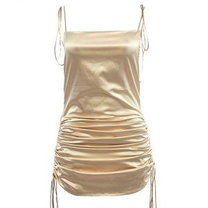 Solid Spaghetti Straps Backless Sleeveless Dress - LEPITON