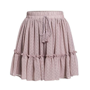 Boho High-Waist Polka Dot Chiffon Skirt - LEPITON