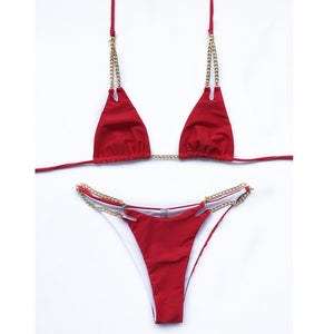 Red Micro-Chain Bikini Set - LEPITON