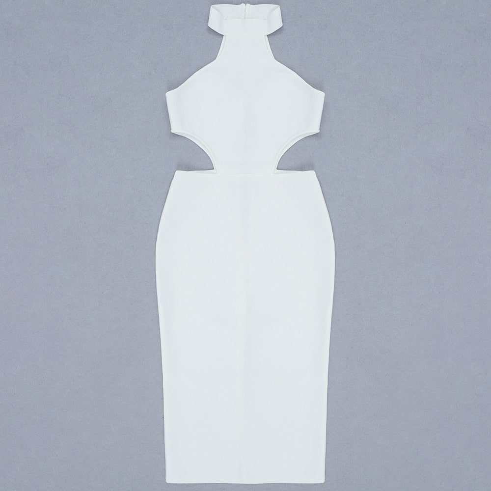 Halter Bandage Hollow Out Sleeveless Dress - LEPITON