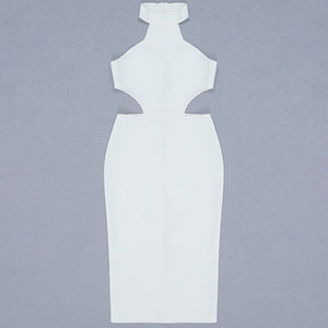 Halter Bandage Hollow Out Sleeveless Dress - LEPITON