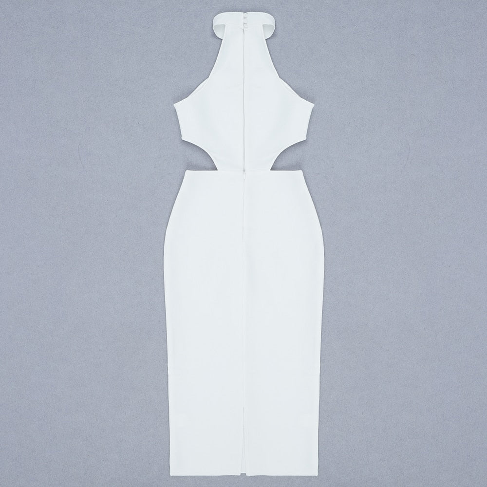 Halter Bandage Hollow Out Sleeveless Dress - LEPITON