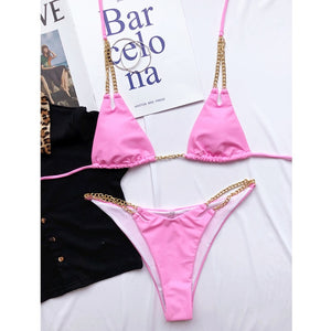 Pink Micro-Chain Bikini Set - LEPITON