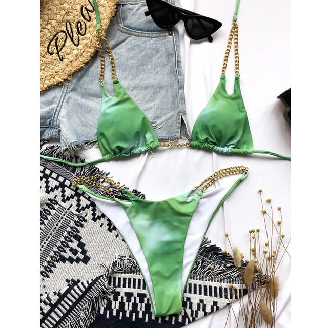 Green Micro-Chain Bikini Set - LEPITON