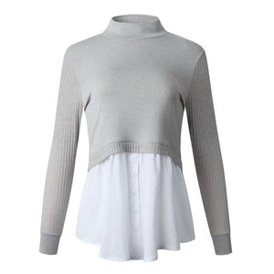 Patchwork Long Sleeve Knitted Jumper - LEPITON