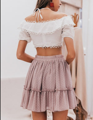 Boho High-Waist Polka Dot Chiffon Skirt - LEPITON