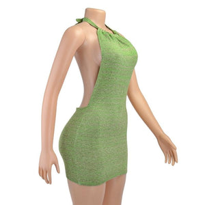 Halter Backless Knitted Mini Dress - LEPITON