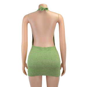 Halter Backless Knitted Mini Dress - LEPITON