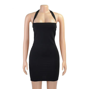 Sleeveless Halter Backless Bodycon Mini Dress - LEPITON