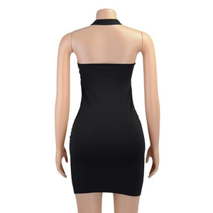 Sleeveless Halter Backless Bodycon Mini Dress - LEPITON