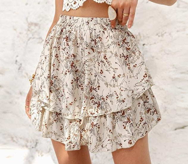 Elegant Polka Dot Ruffled A-Line Mini Skirt - LEPITON