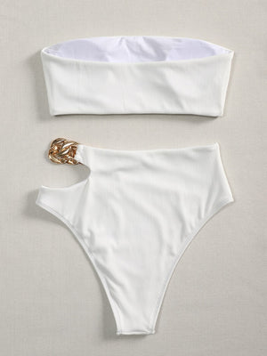 White Chain Bandeau Bikini - LEPITON
