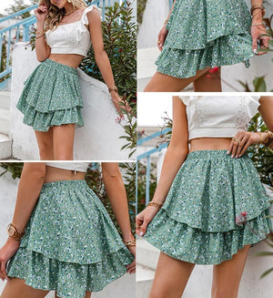 Elegant Polka Dot Ruffled A-Line Mini Skirt - LEPITON