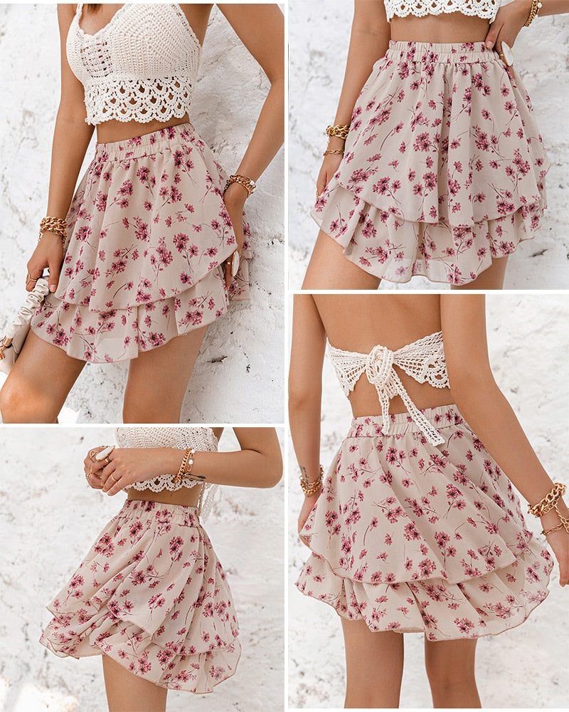 Elegant Polka Dot Ruffled A-Line Mini Skirt - LEPITON