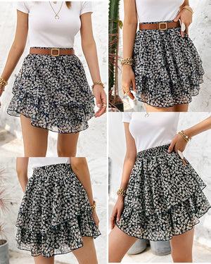 Elegant Polka Dot Ruffled A-Line Mini Skirt - LEPITON