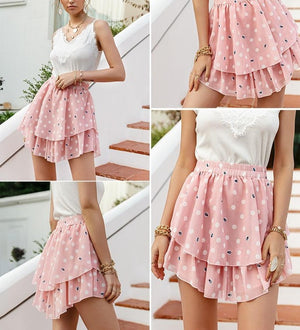 Elegant Polka Dot Ruffled A-Line Mini Skirt - LEPITON