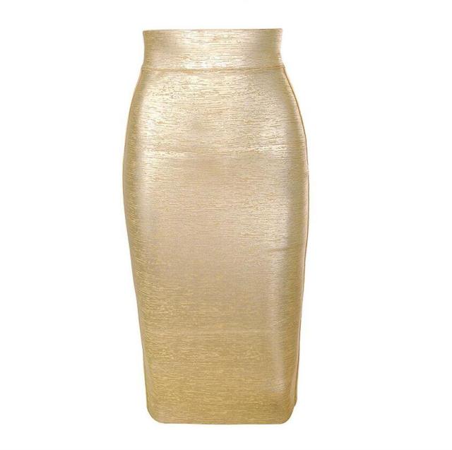 Metallic Bandage Pencil Skirt - LEPITON