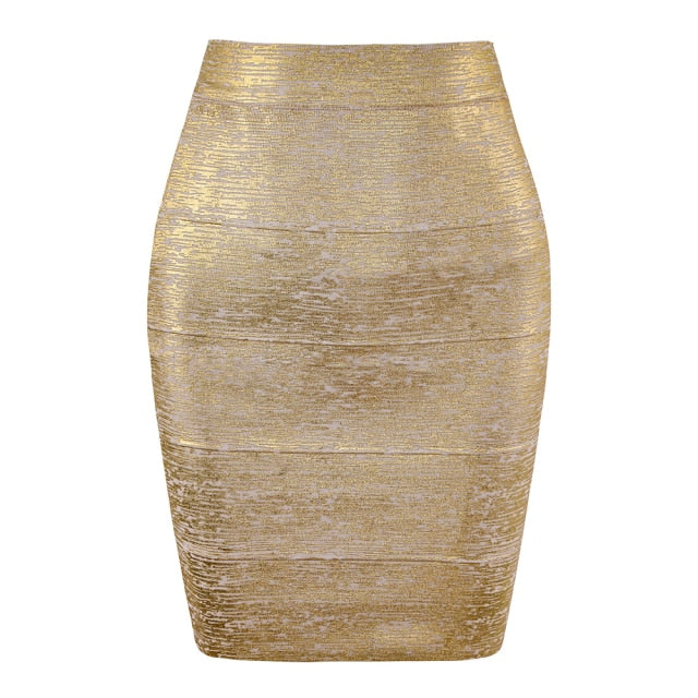 Metallic Bandage Pencil Skirt - LEPITON